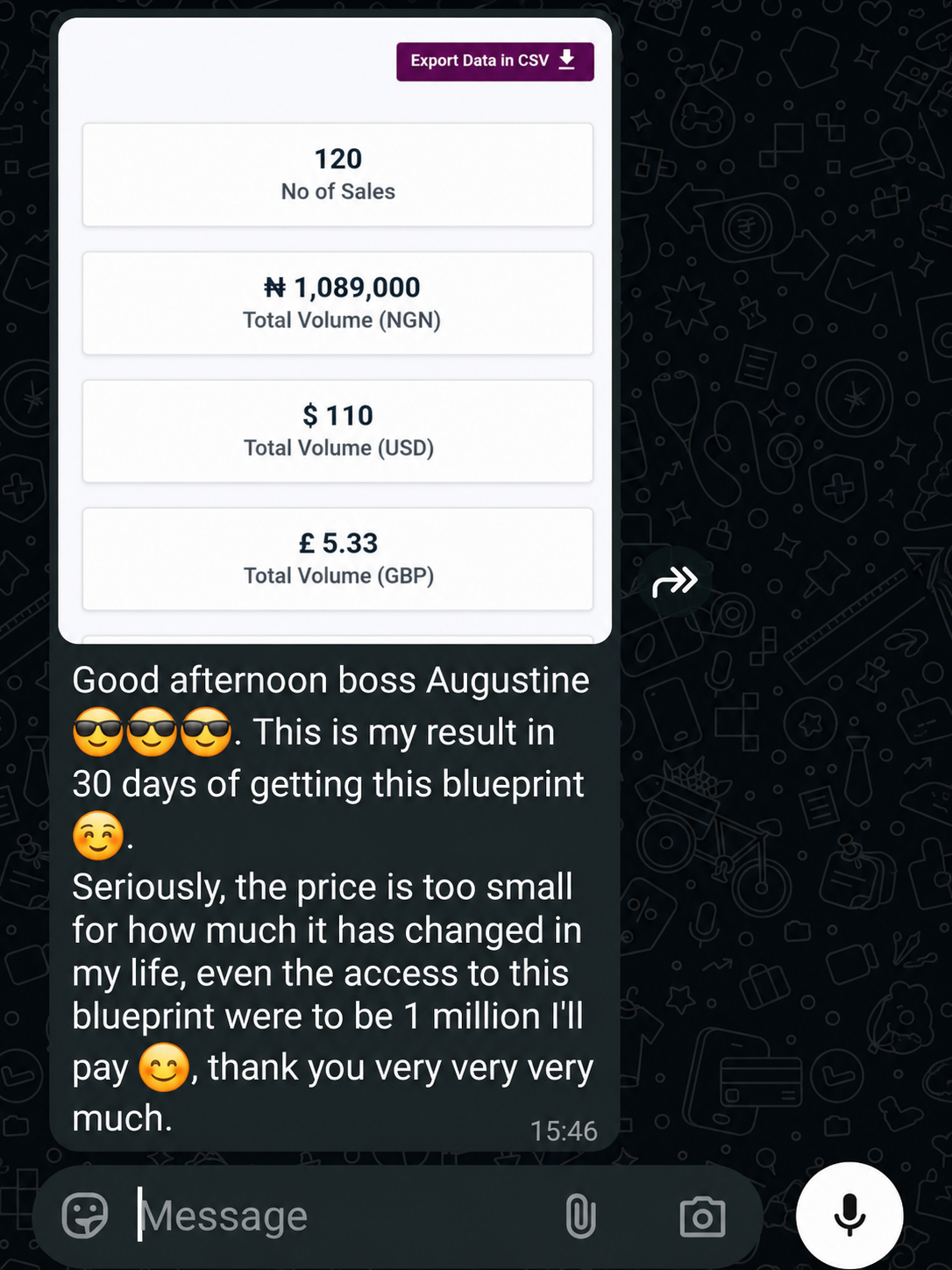 WhatsApp testimonial proof 18