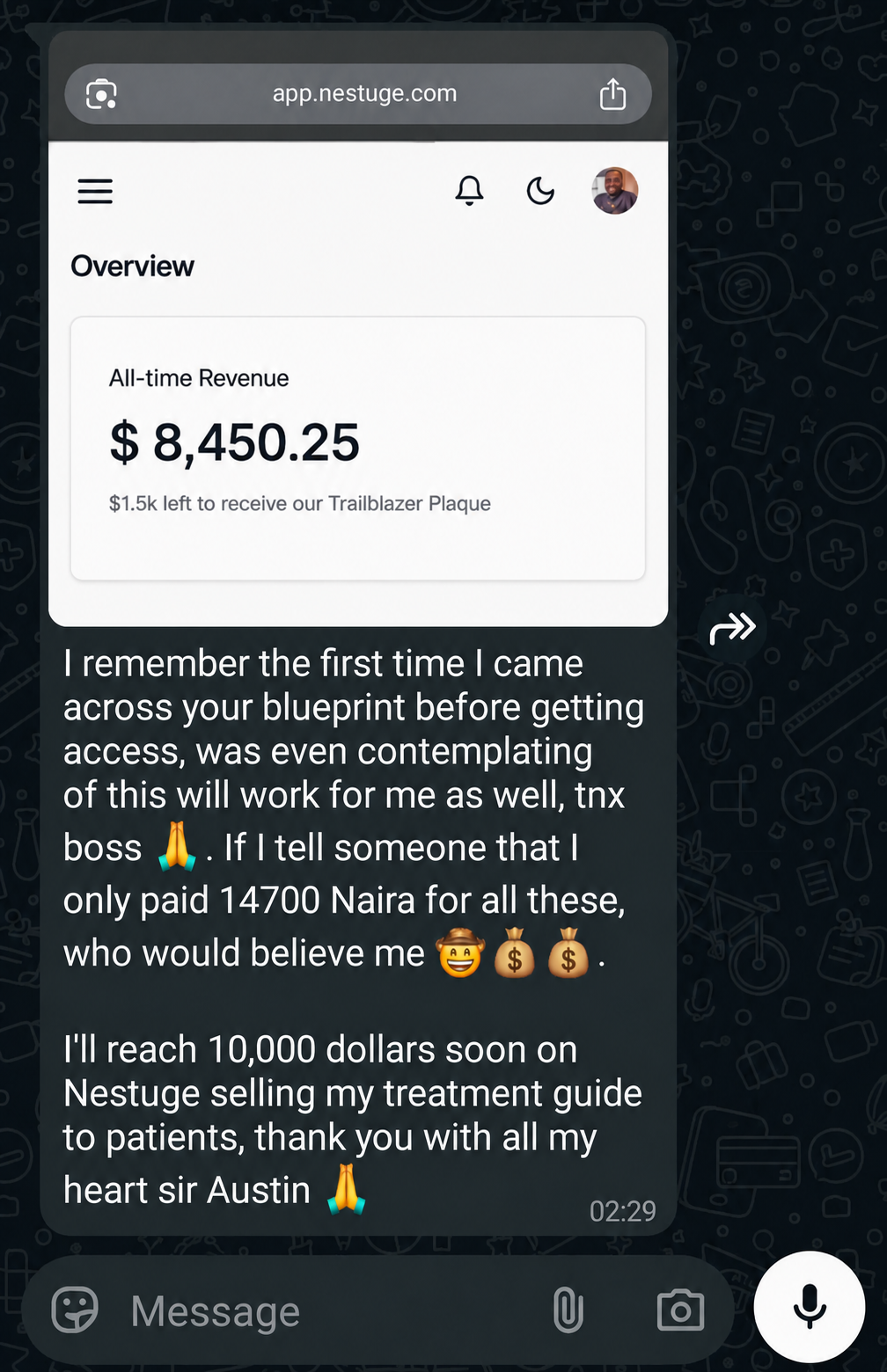WhatsApp testimonial proof 20