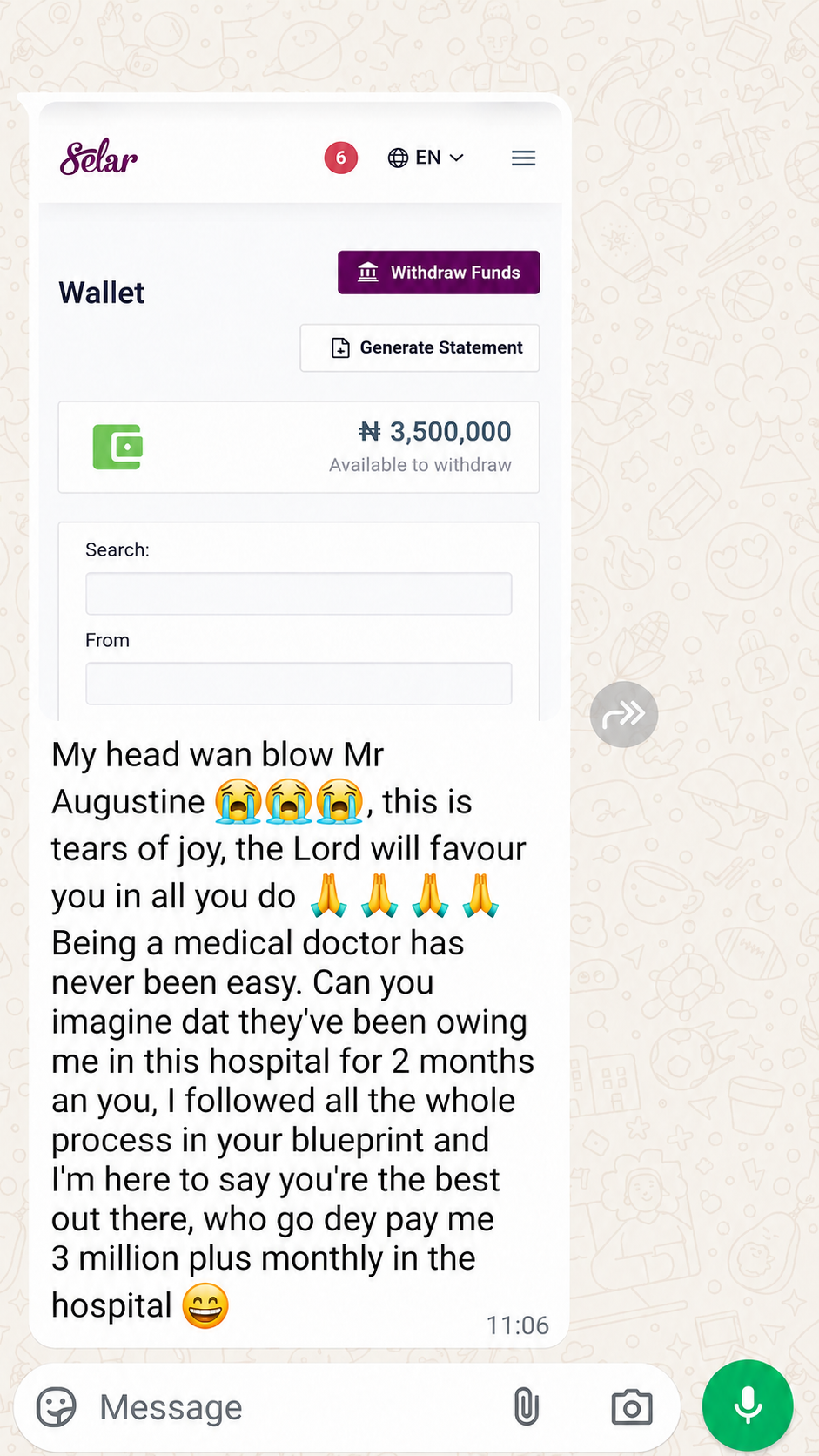 WhatsApp testimonial 2