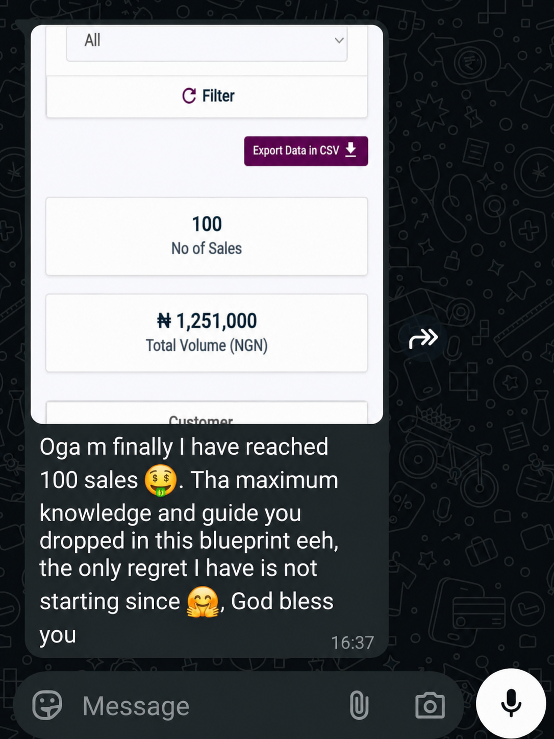 WhatsApp testimonial proof 7