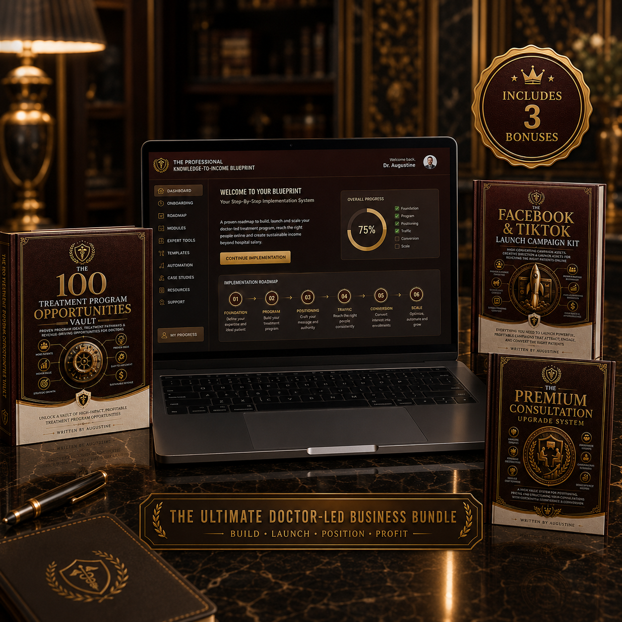 Complete doctor-led business bundle mockup